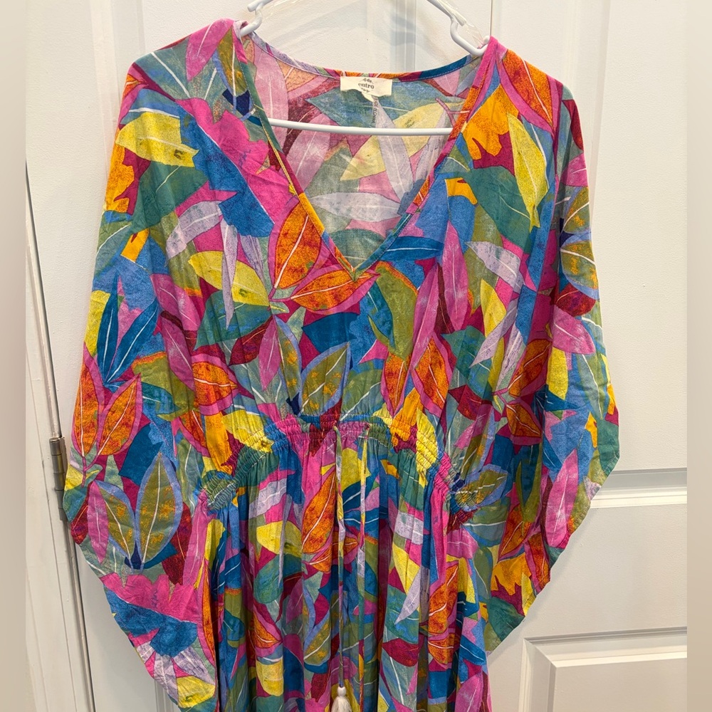 Entro Maxi V-Neck Flowy Dress - Vacation Summer Cruise Dress - Large - Picture 2 of 8